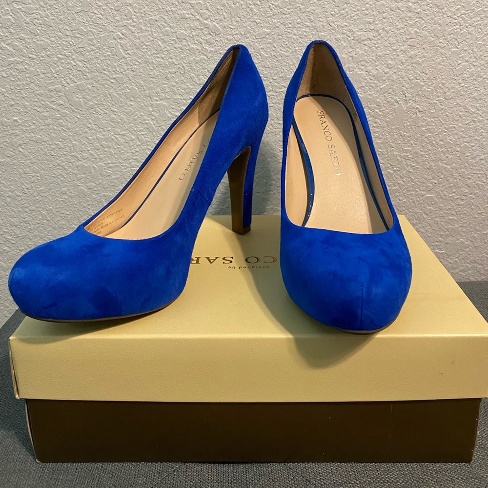 Franco Sarto Blue Leather Suede Pump